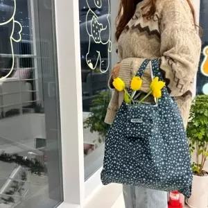 ( )튼튼한 휴대용 다크그린 스타 접이식 장바구니 마트 가방_24105722