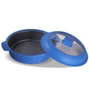 전자레인지 그릴 팬, 브라우닝용 뚜껑이 있는 프라이팬 크리스퍼 팬 고기 샌드위치 야채 블루용 실리콘 조리기구