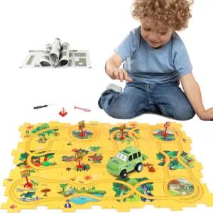 3-5세 용 XAZASTOV 플라스틱 바닥 퍼즐 트랙 자동차 놀이 세트 3 4 5 6세 소년용 교육용 몬테소리 장난감