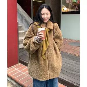 CITYBREEZE 부클 카라 집업 점퍼_KHAKI