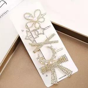 장식 5개 큐빅 헤어 세트 헤어집게핀 미니집게핀 여성 핀 머리