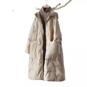 경량 여성 겨울 점퍼 아우터 누빔 후드 오버핏 롱패딩 베이지 L 47.5~65kg