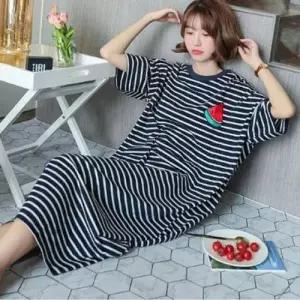 이쁘다요 과일 편한 체크 롱 원피스 박스핏 잠옷 반팔 WFLMENG