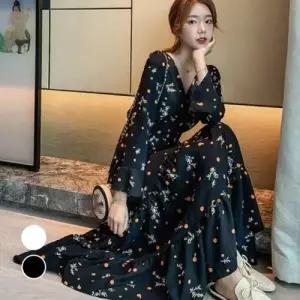 이쁘다요 꽃무늬 데이트 패션 화사한 하늘하늘 원피스 롱 룩 가을 WFLMN2U