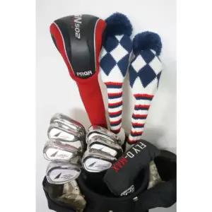 여성 PRGR 프리미엄 레드 드라이버 요넥스 나노스피드 아이언 조합 풀세트 캐디백 포함