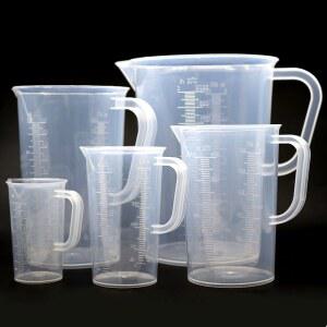 사무실 교과서 과학 실험실 비커 투명 주방 플라스틱 측정 컵 규모 용량 100/250/500/1000/2000ML