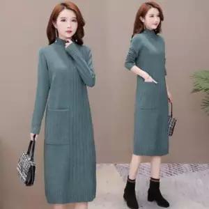 골지 원피스 니트 터틀넥 봄가을 꽈배기 스웨터 WFLMV2W