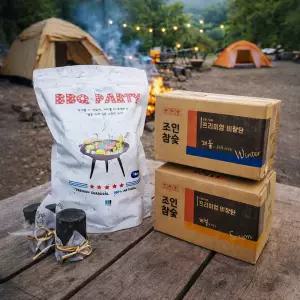 조인참숯 튀지 않는 비장탄 백탄 1kg 참숯 펜션 바베큐 고기 소용량 캠핑용