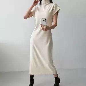 [신세계라이브쇼핑][옷자락] 여자 기모 목폴라 골지 반팔 슬림핏 등원룩 롱원피스