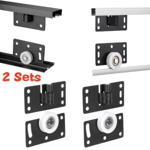 2세트 슬라이딩 옷장 도어 롤러 풀리 찬장 캐스터 휠 두꺼운 가구 러너 하드웨어