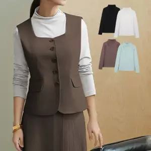 [후스타일] (런칭가 89900원) 실크블렌디드 하프넥 드레이핑 티블라우스 4종