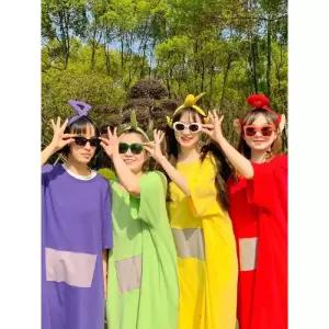 텔레토비옷 빅사이즈여름잠옷 여름 트윈룩 파자마 단체복