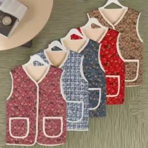 누빔 융털 기모 엄마조끼 겨울 촌캉스 양털 할머니조끼 꽃무늬조끼 꽃무늬 뽀글이 김장조끼