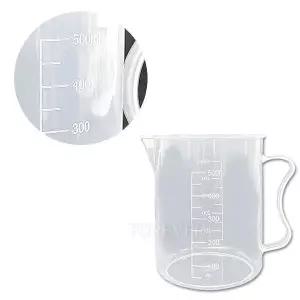 다용도 플라스틱 비이커 투명 비커 눈금 계량컵 계량용기 오일통 - 500ml