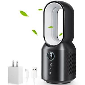 13인치 책상 선풍기, 작은 칼날 없는 테이블 106 진동 선풍기 터치 컨트롤, 3단 속도와 야간 조명, 개인용, 사무실, 스탠드용 조용한