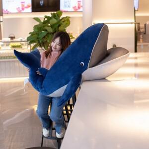 45-140CM 거대한 크기 입이 열린 귀여운 큰 푸른 고래 플러시 장난감 바다 물고기 인형 부드러운 베개 생일