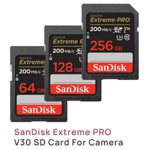 SanDisk Extreme PRO V30 SD 카드 32G 64G 128G 256G 512G 1TB U3 4k 최대 200MB/s 읽기 C10 UHS-I 카메라용 SDXC 메모리 카드
