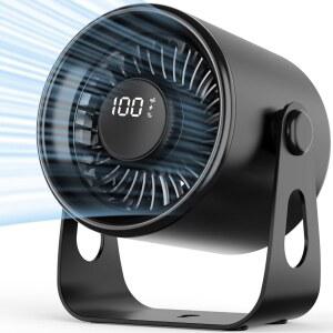 비스위티프 조용한 소형 책상 선풍기: 4000mAh 배터리 작동, 100배속 여행 캠핑 개인용 AC 테이블 선풍기, 사무실, 침실, 주방, 가정, 실외, 블랙용 디지털 디스플레이