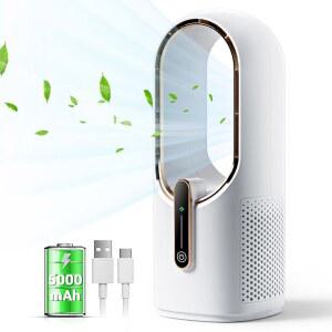 콘시덴 블레이드리스 책상 선풍기, 11.8인치 소형 충전식 조용한 사무실 3단 속도, 터치 컨트롤, 청소하기 쉬움, 작은 조용함, 가정, 사무실, 여행에 이상적임