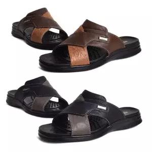 투톤 엑스 스트랩 남성 가죽슬리퍼 사무실 실내화 샌들 WFJX7D4