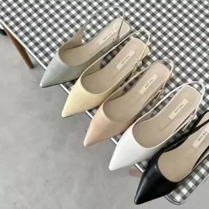 여자 여름 데일리 스타일 파스텔 컬러 로우 슬링백힐 WF52AED