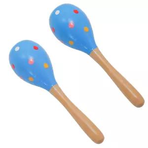 우이투아트 2개 8인치 마라카스 나무 방울 쉐이커 핸드 악기 타악기 파란색