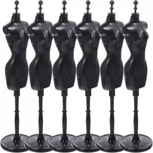 HOMSFOU 미니어처 인형 드레스 폼 마네킹 스탠드 6개 세트 디스플레이 및 웨딩 액세서리 홀더용 조절