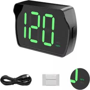 KVAEY 자동차 HUD 헤드업 디스플레이 대형 폰트 + USB 케이블 플러그가 장착된 MPH 경고 GPS 과속 경보