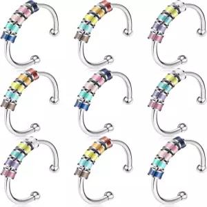 여성용 Cunno 9Pcs 피젯 스피너 링 딸를 위한 컬러풀한 구슬이 달린 오픈 실버 조절 주얼리 선물