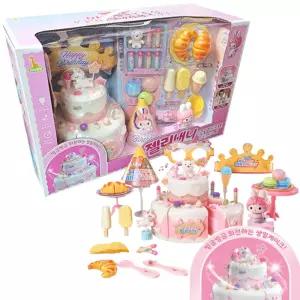 유아 불빛 소리 회전하는 케이크 생일파티 세트 장난감 여아 여자아이 소꿉놀이