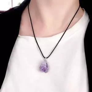 [에이치플러스몰]목걸이 자수정 펜던트 왁스로프