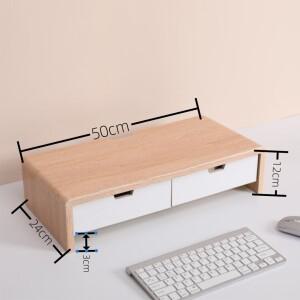 나무 모니터 데스크 스탠드 라이저 2개의 서랍 인체공학적 높이 PC 화면 IMac용 케이블 관리 기능이 절묘한