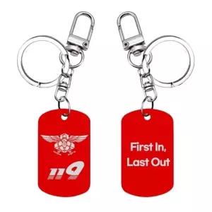 ( )119 소방관 레드 인식표 메탈 키링 열쇠고리 이니셜각인