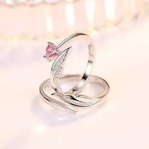 쌍반지 모던 지르코니아 날개 핑크 커플링 스완 심플 백금커플링