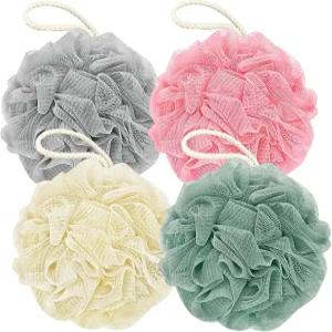 Rnoafmu 샤워 루파 목욕 스펀지 60G 각질 제거 바디 스크럽 바디워시용 4색 메쉬 푸프 볼 스크림