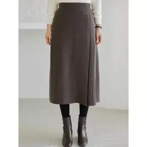 김여사 사이드 주름 니트 스커트 플리츠 허리밴딩 날씬핏 울혼방 군살커버 데일리 클래식 롱치마 5SK601107