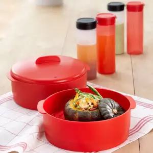 [타파웨어] 멀티찜기 2단 전자레인지 사용 식기세척기 가능 레드컬러