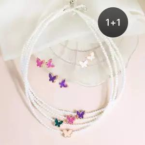 [리즈타라][1+1]엘르 스왈 실버 진주 목걸이 +14k 엘르 스왈 크리스탈 나비귀걸이 [주문제작]