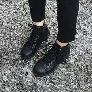 [디아]로드 국산 레이스업 통굽 숏 키높이 여성워커 5cm