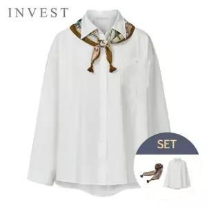 [신세계라이브쇼핑][인베스트] 베이직 루즈 핏 블라우스+스카프 세트_IN6S1BL5021