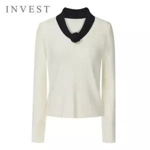 [신세계라이브쇼핑][인베스트] 플라워 네크 배색 골지 니트_IN6S1KT2001