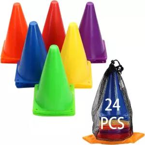 Win SPORTS 트레이닝 플라스틱 교통 콘 세트 - 실내 야외 및 축제 이벤트 민첩성 스포츠 축구 유연 용