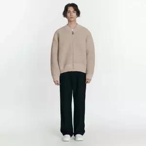 리버클래시 남성 베이지 오버핏 벌키 니트 집업 블루종 점퍼(LKS51311) 323466