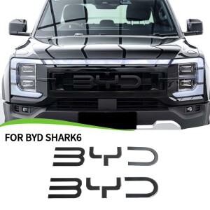 전면 배지 편지 스티커 BYD Shark 6 용 검정색 로고 장식 3D 커버 액세서리 도구