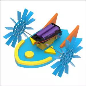 스피드보트 만들기 더블휠 동력전달 수차날개 패달 대형날개 배 작용반작용 주행 보트 장난감