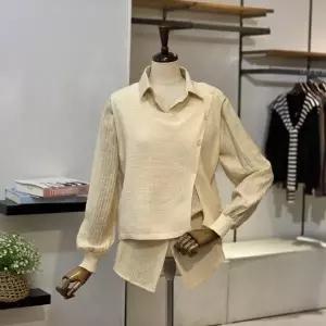 [반에이크]VB5XBLM305P_버튼 조끼 블라우스 SET