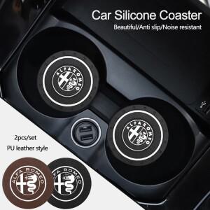 2Pcs 자동차 컵 받침 알파 로미오 4C 159 스파이더 Giulia Tonale Watercup 슬롯 패드 인테리어 용 실리카