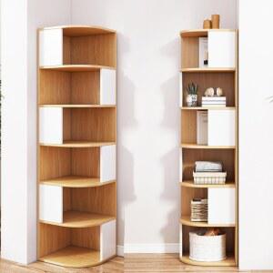 코너형 책장 책꽂이 디자인 스탠딩 서제 호두 나무 사무실 북타워