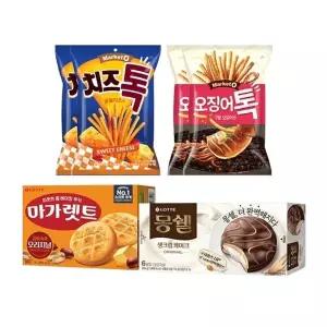 오징어톡x2 + 치즈톡x2 + 몽쉘 오리지널x1 + 마가렛트 오리지널x1