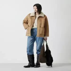 ZOOC 페이크 하프 집업 무스탕_Z254PSF654